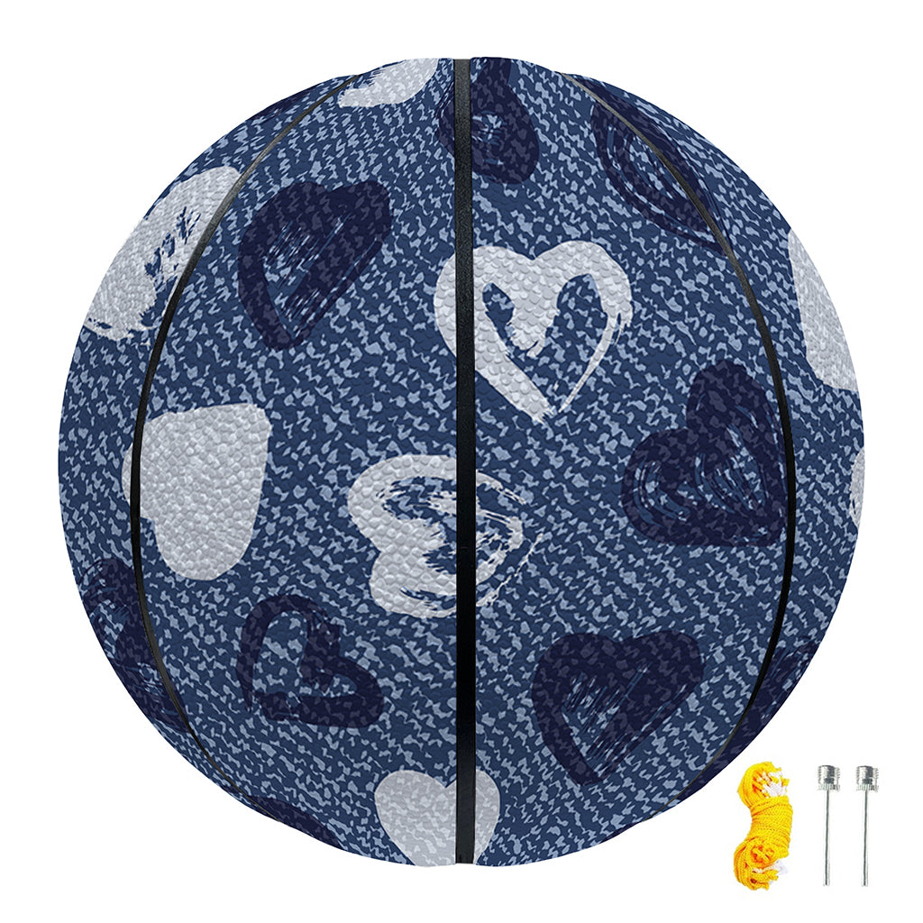 Heart Denim Jeans Pattern Print Basketball