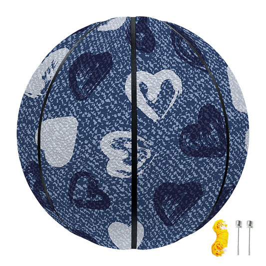 Heart Denim Jeans Pattern Print Basketball