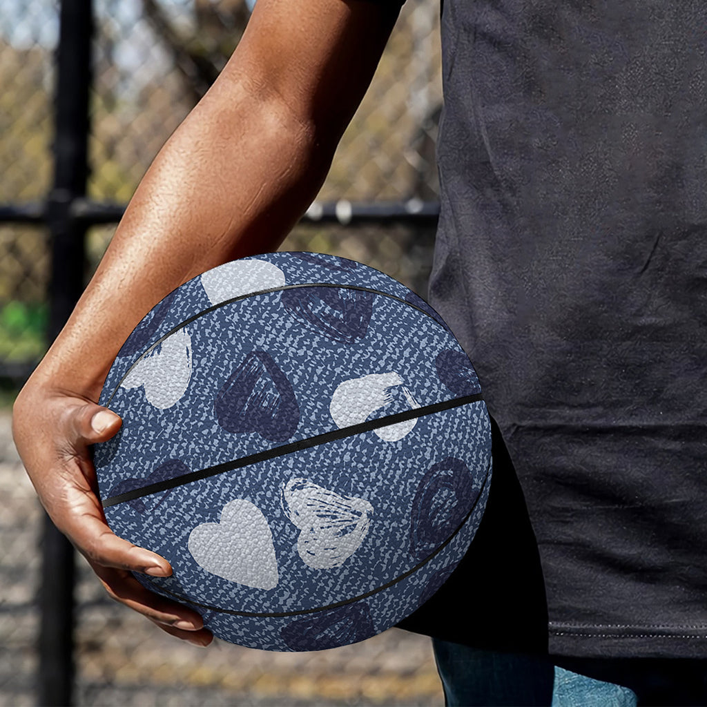Heart Denim Jeans Pattern Print Basketball