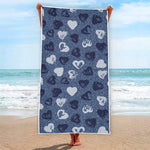 Heart Denim Jeans Pattern Print Beach Towel