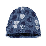 Heart Denim Jeans Pattern Print Beanie