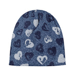 Heart Denim Jeans Pattern Print Beanie