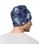 Heart Denim Jeans Pattern Print Beanie