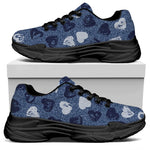 Heart Denim Jeans Pattern Print Black Chunky Shoes