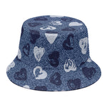 Heart Denim Jeans Pattern Print Bucket Hat