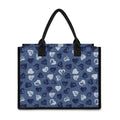 Heart Denim Jeans Pattern Print Canvas Tote Bag