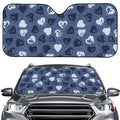 Heart Denim Jeans Pattern Print Car Windshield Sun Shade