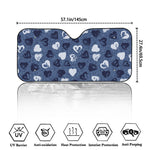 Heart Denim Jeans Pattern Print Car Windshield Sun Shade