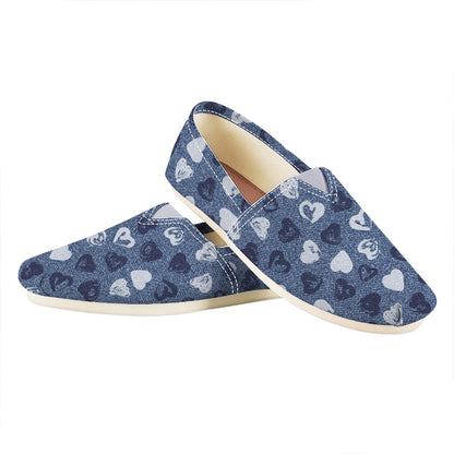 Heart Denim Jeans Pattern Print Casual Shoes
