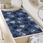 Heart Denim Jeans Pattern Print Changing Pad Cover
