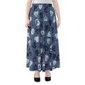 Heart Denim Jeans Pattern Print Chiffon Maxi Skirt