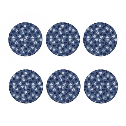 Heart Denim Jeans Pattern Print Coaster Set