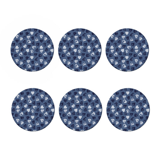 Heart Denim Jeans Pattern Print Coaster Set
