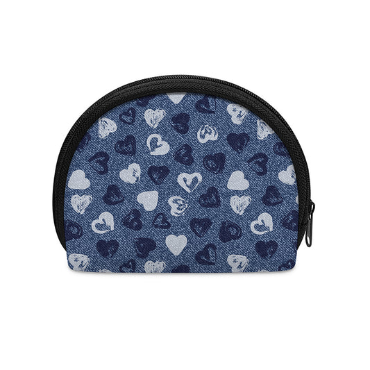 Heart Denim Jeans Pattern Print Coin Purse