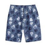 Heart Denim Jeans Pattern Print Cotton Shorts