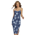 Heart Denim Jeans Pattern Print Cross Back Cami Dress