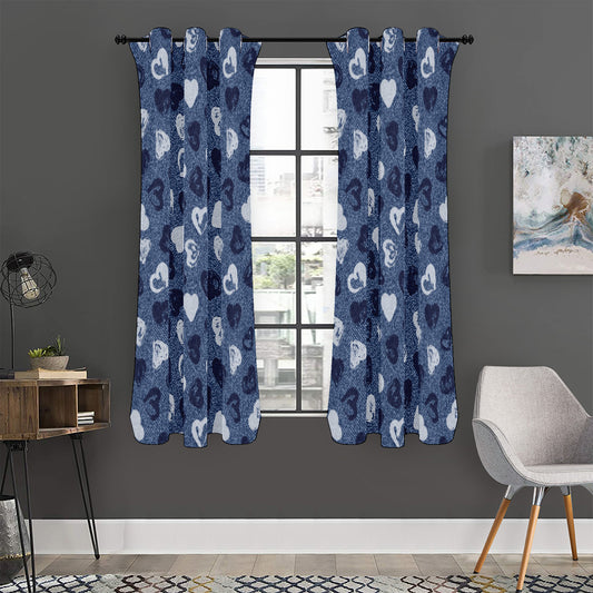 Heart Denim Jeans Pattern Print Curtain