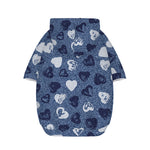 Heart Denim Jeans Pattern Print Dog Zip Up Hoodie