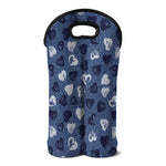 Heart Denim Jeans Pattern Print Double Neoprene Wine Tote