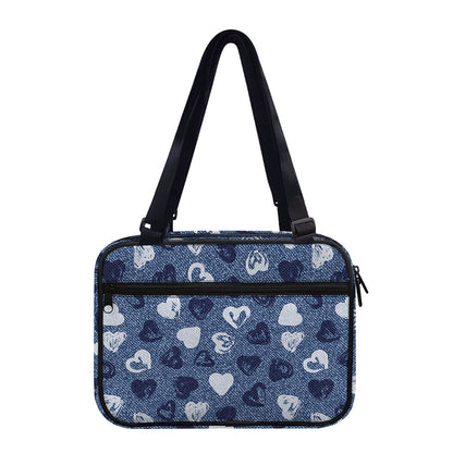 Heart Denim Jeans Pattern Print Double Strap Bible Bag