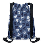 Heart Denim Jeans Pattern Print Drawstring Backpack
