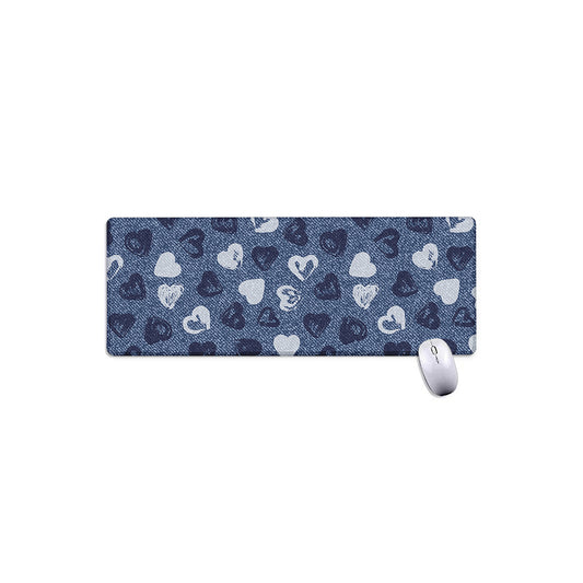 Heart Denim Jeans Pattern Print Extended Mouse Pad
