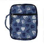 Heart Denim Jeans Pattern Print Front Pocket Bible Bag