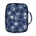 Heart Denim Jeans Pattern Print Front Pocket Bible Bag