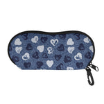 Heart Denim Jeans Pattern Print Glasses Case