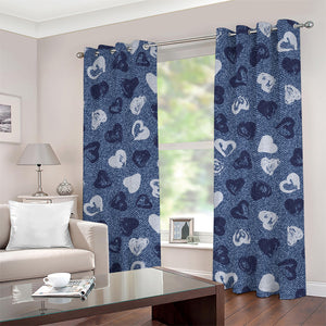 Heart Denim Jeans Pattern Print Grommet Curtains