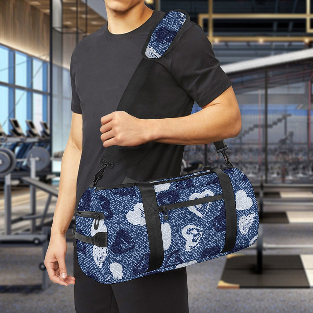 Heart Denim Jeans Pattern Print Gym Bag