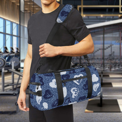 Heart Denim Jeans Pattern Print Gym Bag