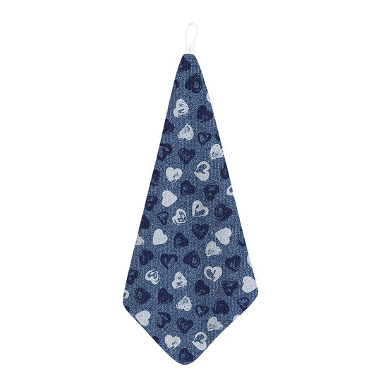 Heart Denim Jeans Pattern Print Hand Towel