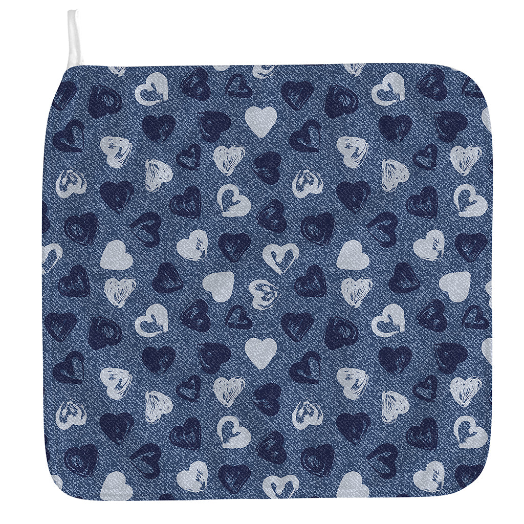 Heart Denim Jeans Pattern Print Hand Towel