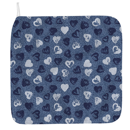 Heart Denim Jeans Pattern Print Hand Towel