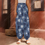 Heart Denim Jeans Pattern Print Harem Pants