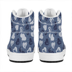 Heart Denim Jeans Pattern Print High Top Leather Sneakers