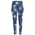 Heart Denim Jeans Pattern Print High-Waisted Pocket Leggings
