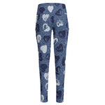 Heart Denim Jeans Pattern Print High-Waisted Pocket Leggings