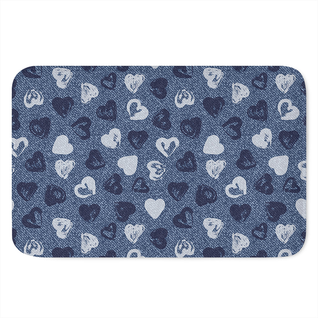 Heart Denim Jeans Pattern Print Indoor Door Mat