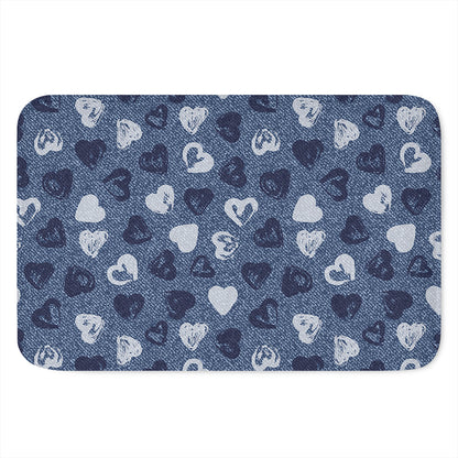 Heart Denim Jeans Pattern Print Indoor Door Mat