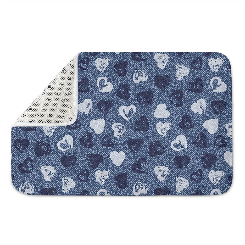 Heart Denim Jeans Pattern Print Indoor Door Mat
