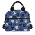 Heart Denim Jeans Pattern Print Insulated Lunch Bag