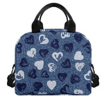 Heart Denim Jeans Pattern Print Insulated Lunch Bag