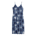Heart Denim Jeans Pattern Print Jersey Midi Cami Dress
