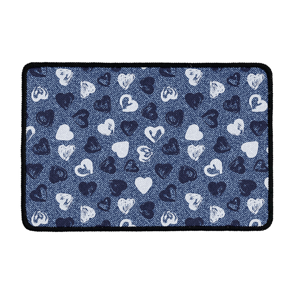 Heart Denim Jeans Pattern Print Kitchen Mat
