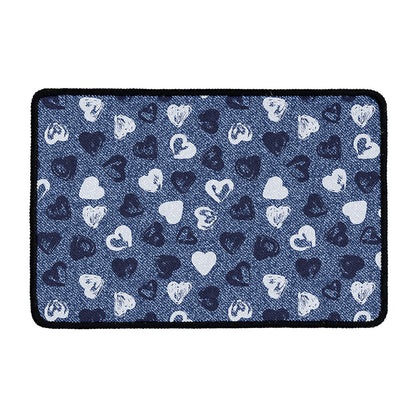 Heart Denim Jeans Pattern Print Kitchen Mat