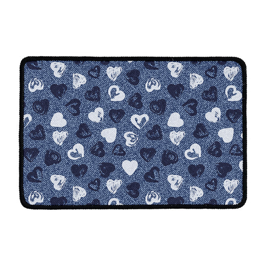 Heart Denim Jeans Pattern Print Kitchen Mat