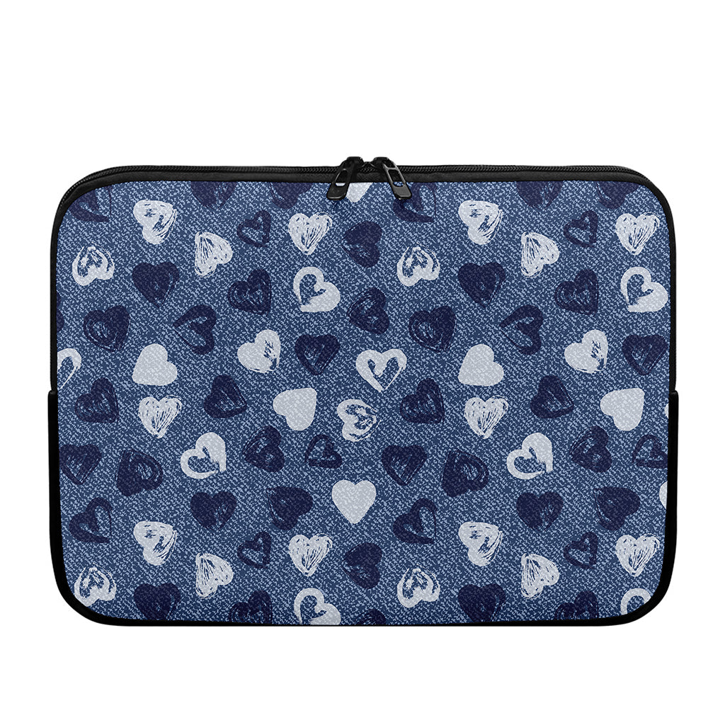 Heart Denim Jeans Pattern Print Laptop Sleeve