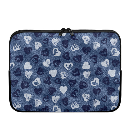 Heart Denim Jeans Pattern Print Laptop Sleeve